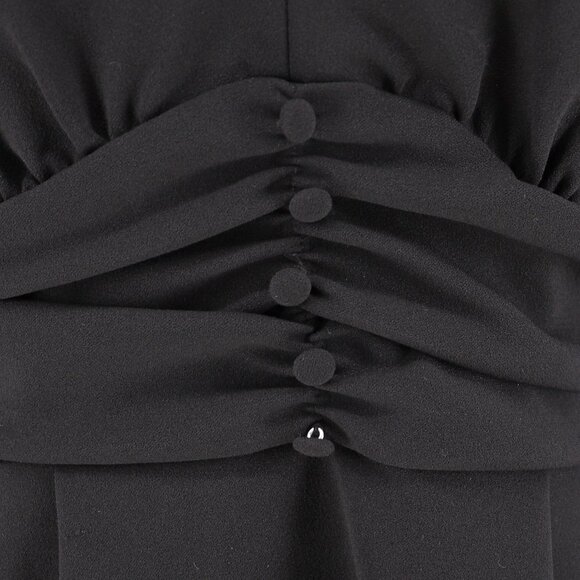 BOSTON PROPER Hi-Low Peplum Puff Sleeve Tunic Top Crepe Stretch Solid Black Sz M - Picture 5 of 7